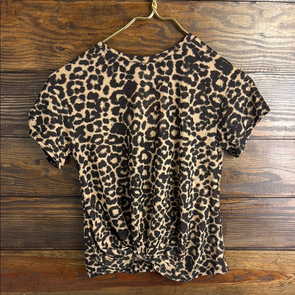 walking on sunshine Brown and Black Ruched Short Sleeve T-Shirt size M